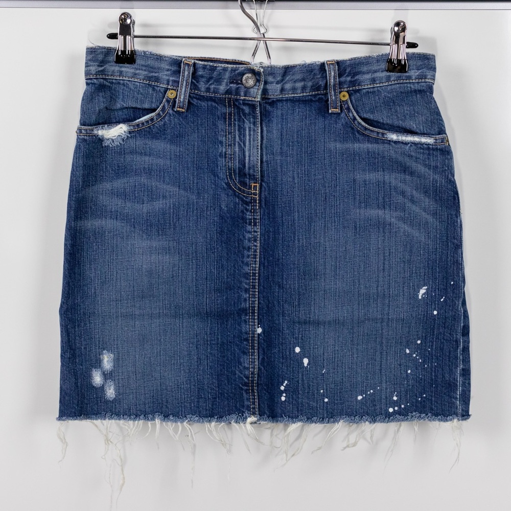 J Crew Distressed Denim Mini Skirt